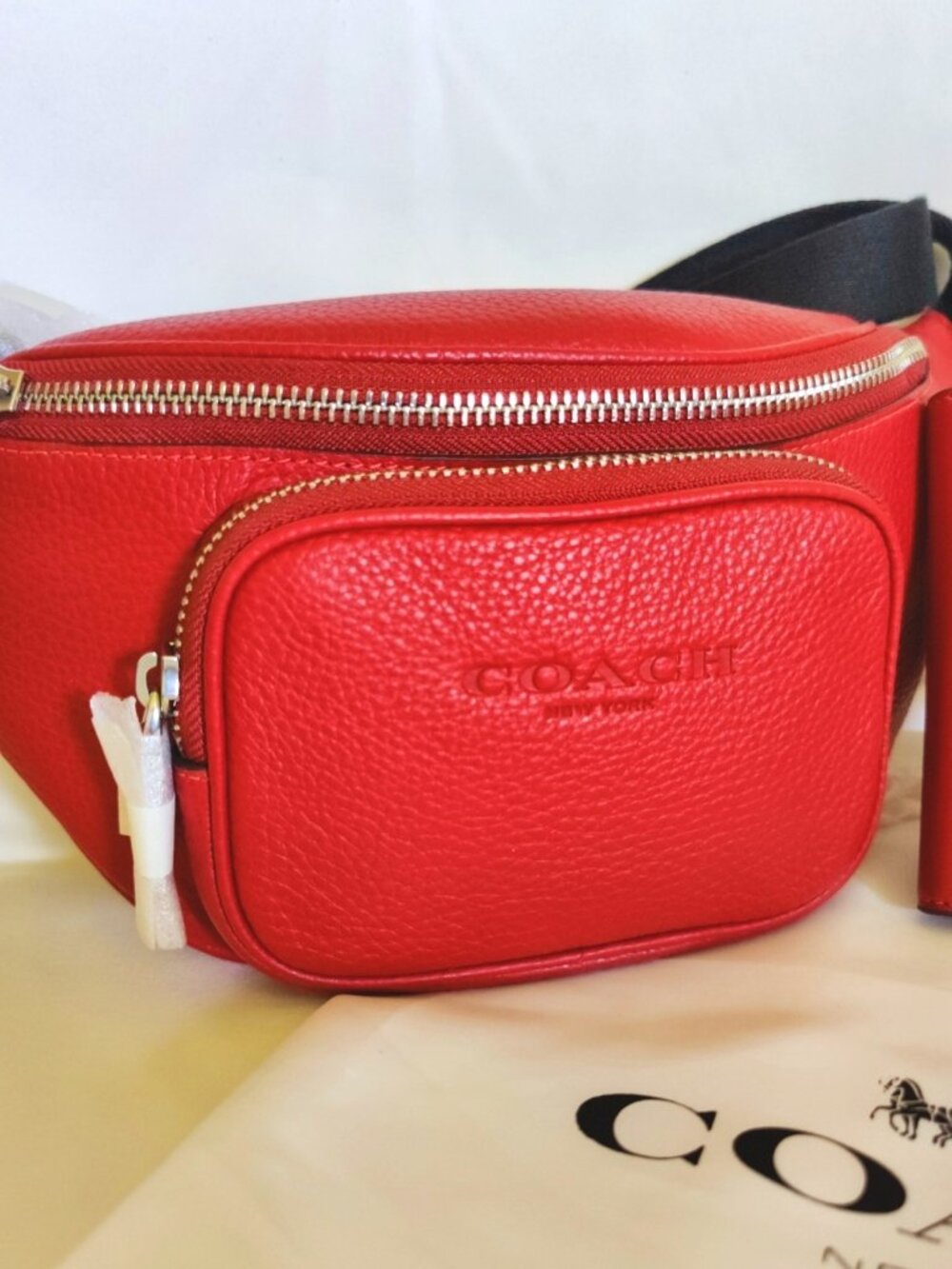 Coach Unisex Travis Belt Bag 30 & ID Wallet Double Bundle in Poppy Red, NWT - Picture 7 of 13